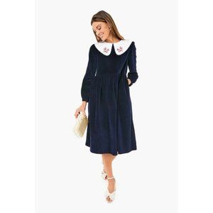Tuckernuck Navy Velvet Pasque Dress- Meadows Size 6 MSRP $262